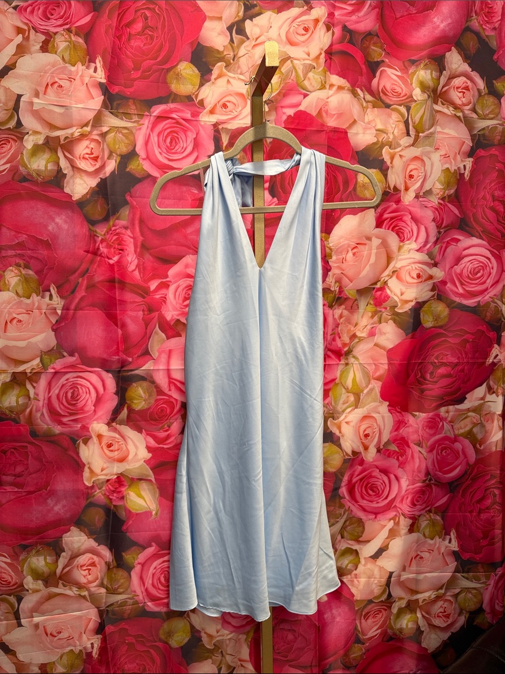 a new day Light Blue Backless Halter Dress